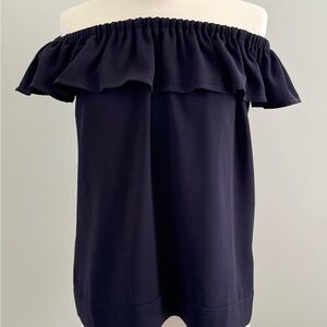 Whistles - Off The Shoulder Ruffled Navy Blouse Top Size 6